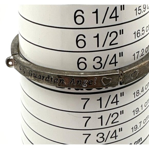 My Guardian Angel Bangle Bracelet Stretch Inspirational Messages Silver Tone - Picture 4 of 8